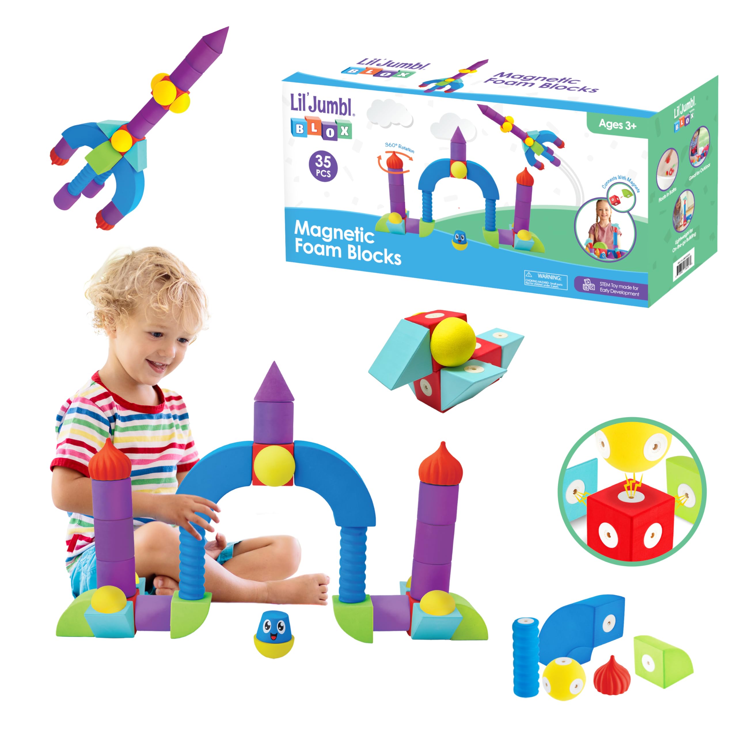 Amazon.com: Lil' Jumbl Magnetic Foam – STEM Preschool Sensory Toys